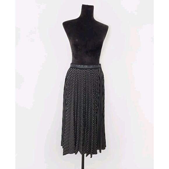 NWOT Coach Women's Micro Dots Pleated A Line Midi Skirt SIZE 2 black & White - Picture 3 of 7